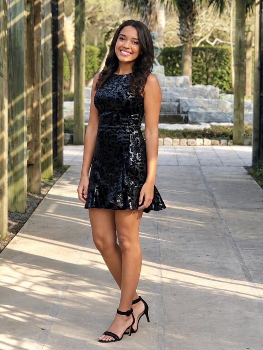 AQUA Black Velvet Leopard Print Mini Dress - Small